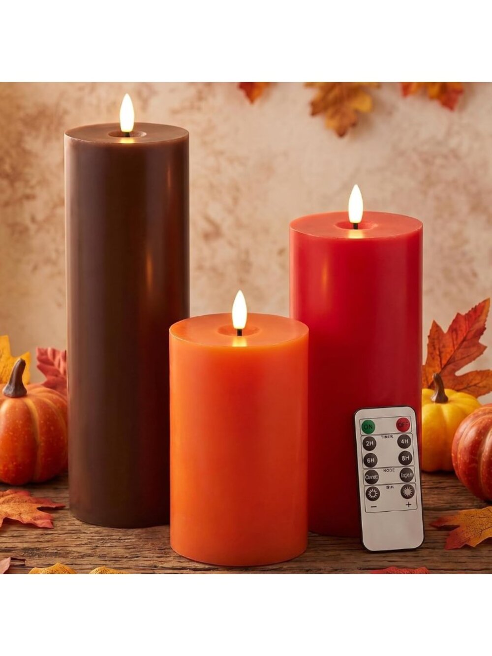 Set of 3 Flameless LED Candles - 6/8/12" Battery Operated with Remote Control